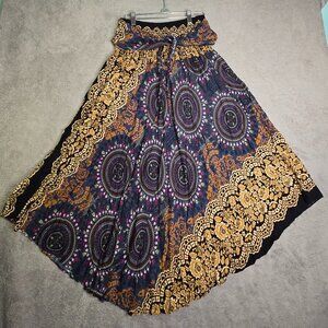 Bangkok Pants Boho Skirt Women's Plus 1X Hippie Patchwork Tie Waist Handkerchief